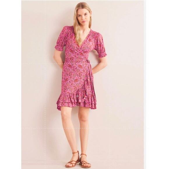 Boden Opulent Pome Ruffle Wrap Jersey Mini Dress Size 2 NWT - Picture 1 of 16